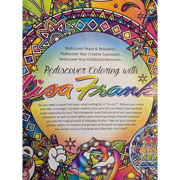 Lisa Frank Adult Coloring Book 2022‎ Stay Calm & Keep Coloring 40 Pages NEW - Picture 3 of 11